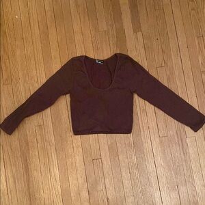 ‼️3/25‼️ Zara Brown Long Sleeve Fitted Crop Top